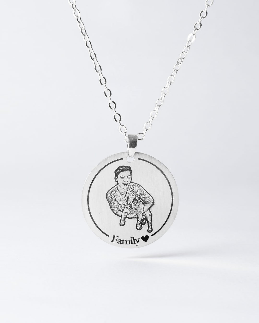 Custom Photo Round Wire Drawing Necklace