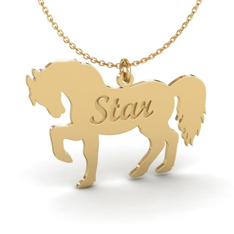 Personalized horse lover name necklace