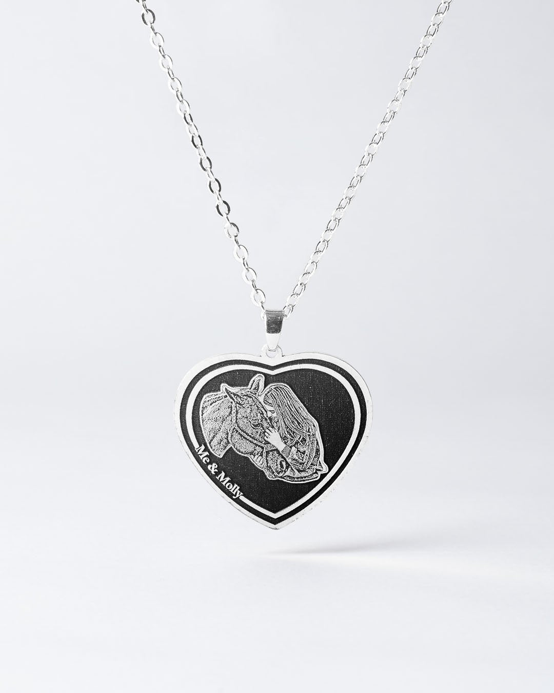 Custom Heart Black Background Necklace