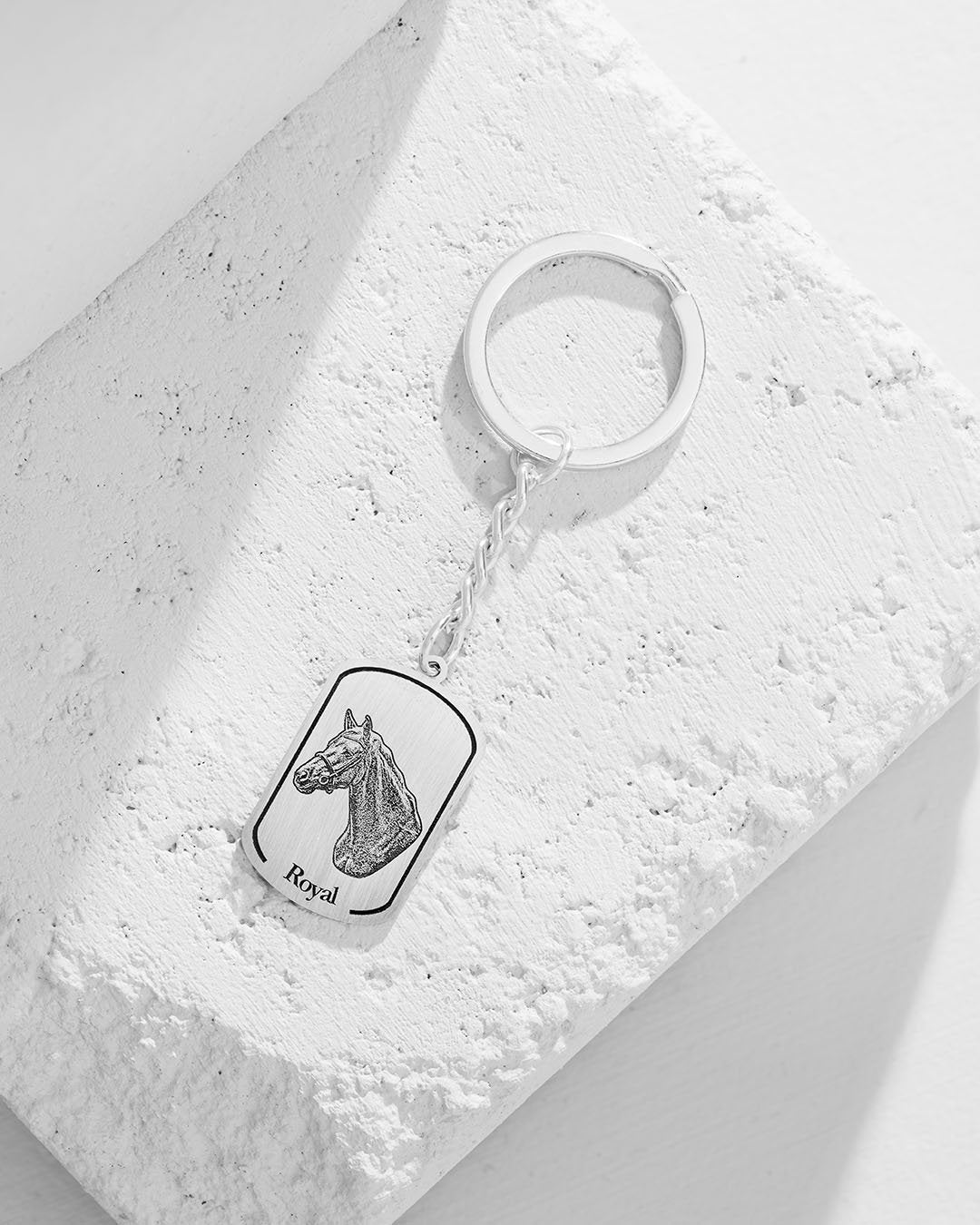 Custom Rounded Rectangle Wire Drawing Keychain