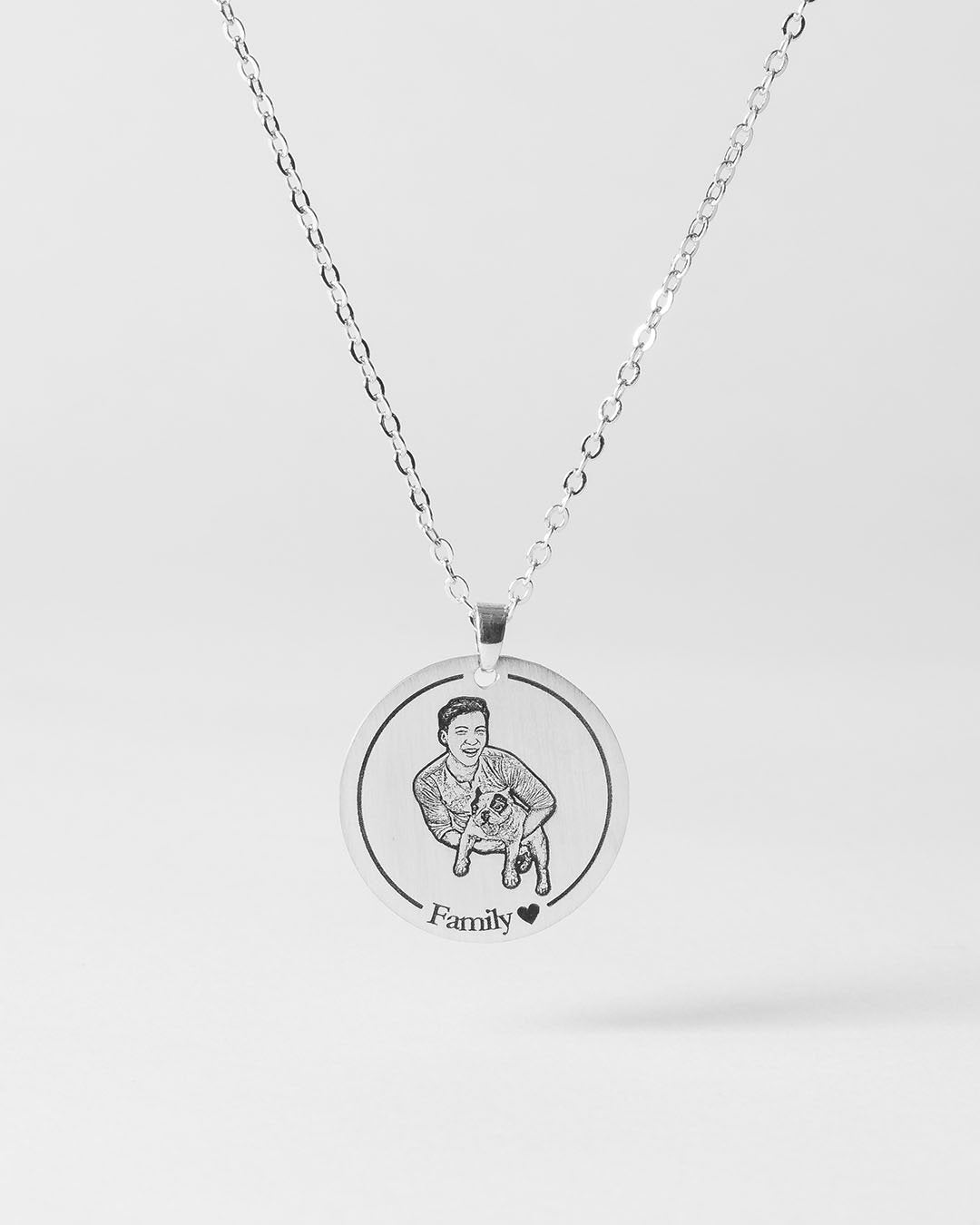 Custom Photo Round Wire Drawing Necklace